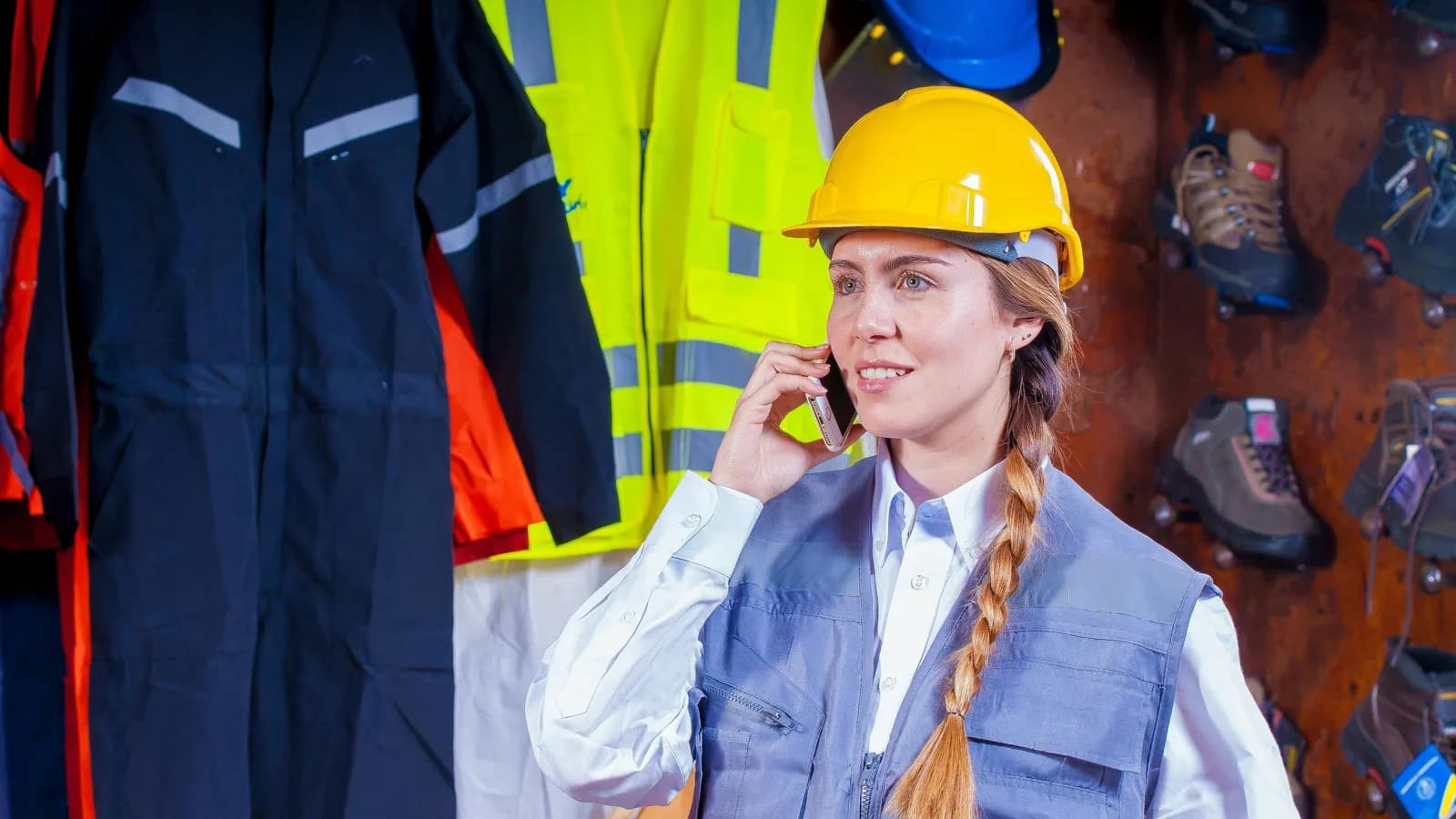 Australian tradesperson taking a call on a job site